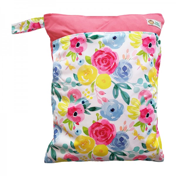 Τσάντα αδιάβροχη Wet & Dry πολύχρωμη - φουξ, με σχέδιο λουλούδια