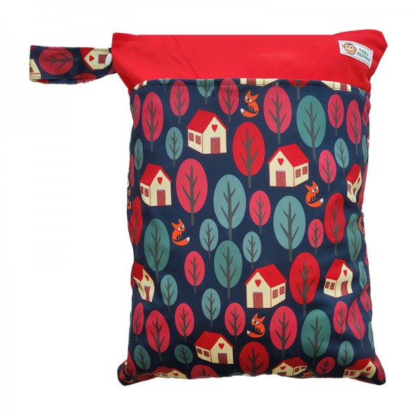 Τσάντα αδιάβροχη Wet & Dry πολύχρωμη - κόκκινη, με σχέδιο δάσος