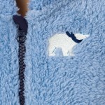 Fluffy oλόσωμη φόρμα με κουκούλα και σχέδιο αρκουδάκι, μπλε