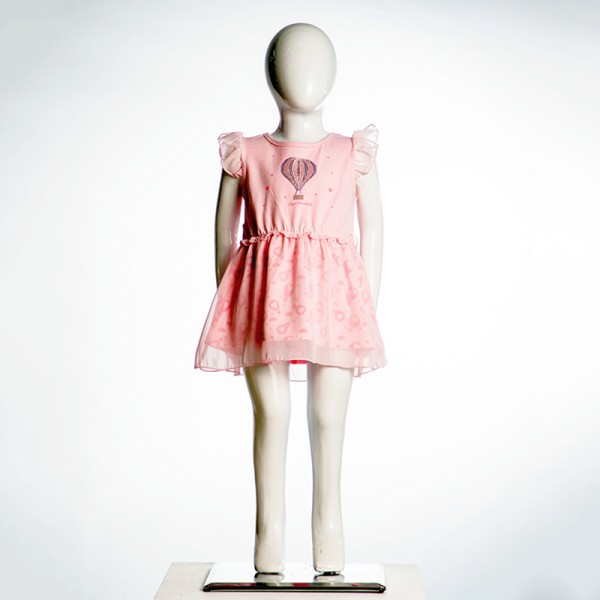 Φόρεμα αμάνικο με σχέδιο αερόστατο και ιδιαίτερη λεπτομέρεια στα μανίκια, ροζ