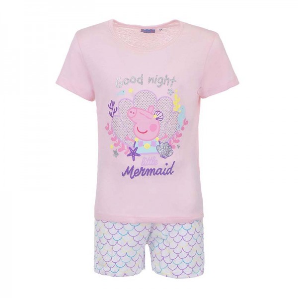 Πιτζάμες κοντομάνικες με σχέδιο Peppa Pig. ροζ - λευκό