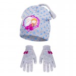 Σετ σκούφος με επένδυση και γάντια με θέμα Frozen και φιογκάκια, σε 2 χρώματα