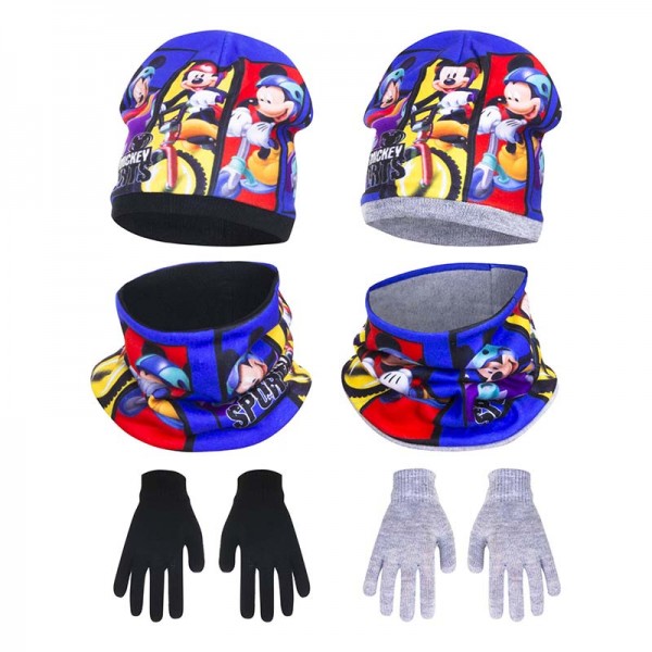 Σετ σκούφος, προστατευτικό λαιμού και γάντια με θέμα Μίκυ, σε 2 χρώματα