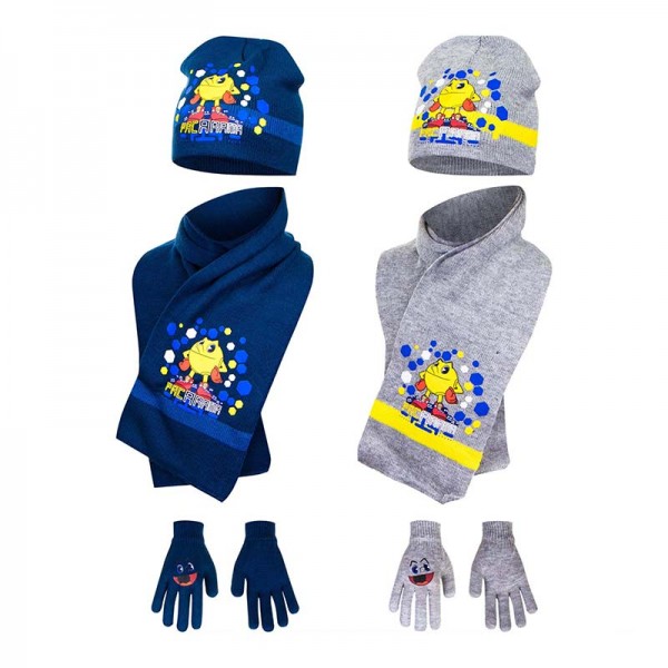 Σετ σκούφος, κασκόλ και γάντια με θέμα Pac Man, σε 2 χρώματα